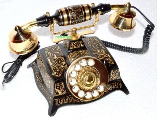 Beautiful Vintage Antique Nautical Brass Rotary Dial Telephone Decor new item