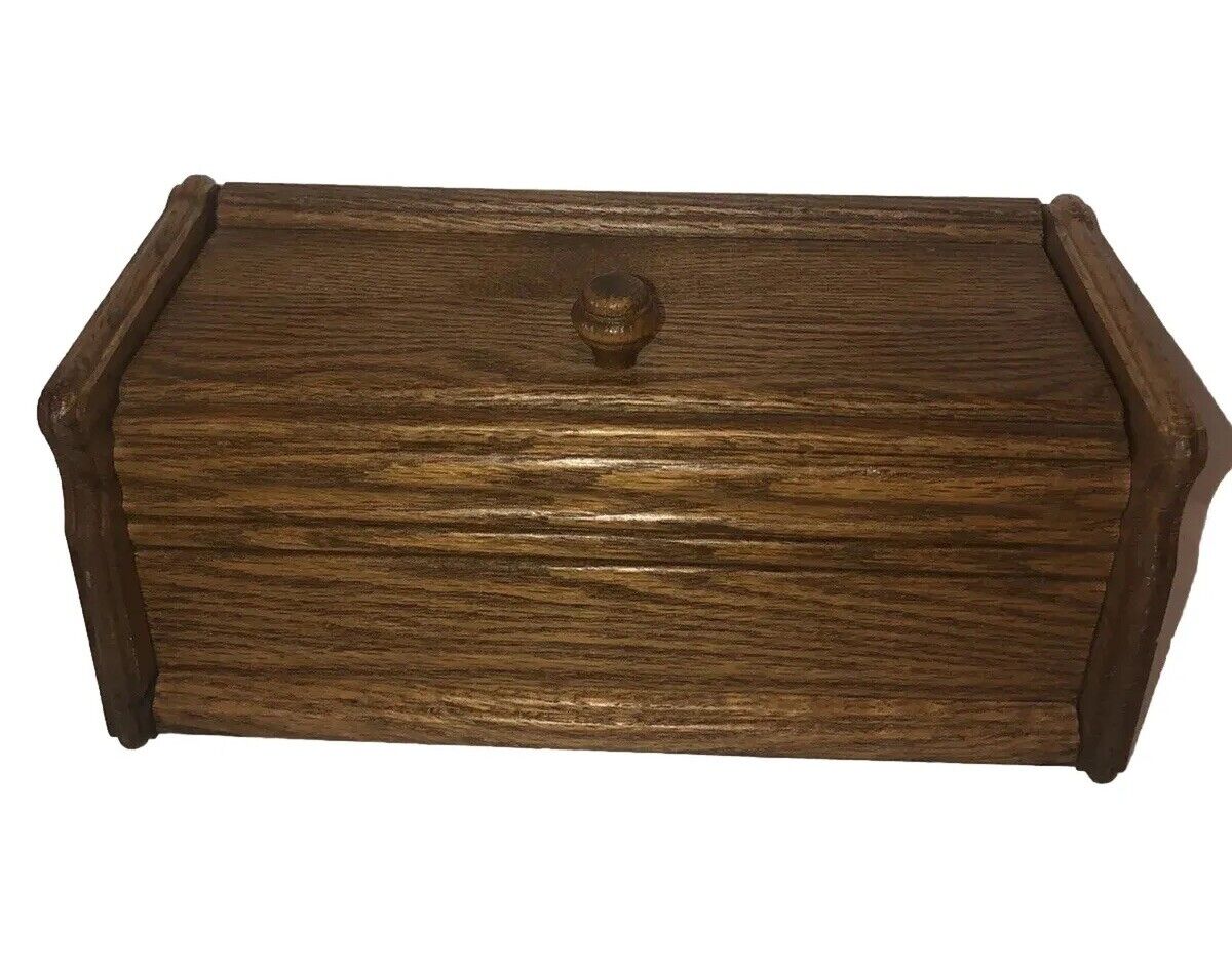 Oak Handmade Rectangular Swivel Lid Double Recipe Box Or Anything Box