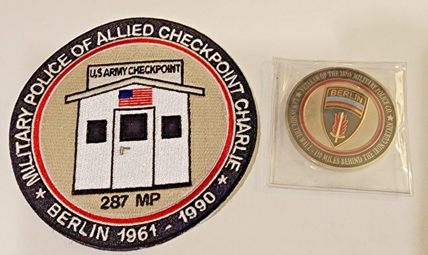 CHECKPOINT CHARLIE PATCH & CHALLENGE COIN 287th MP CO MILITARY 
