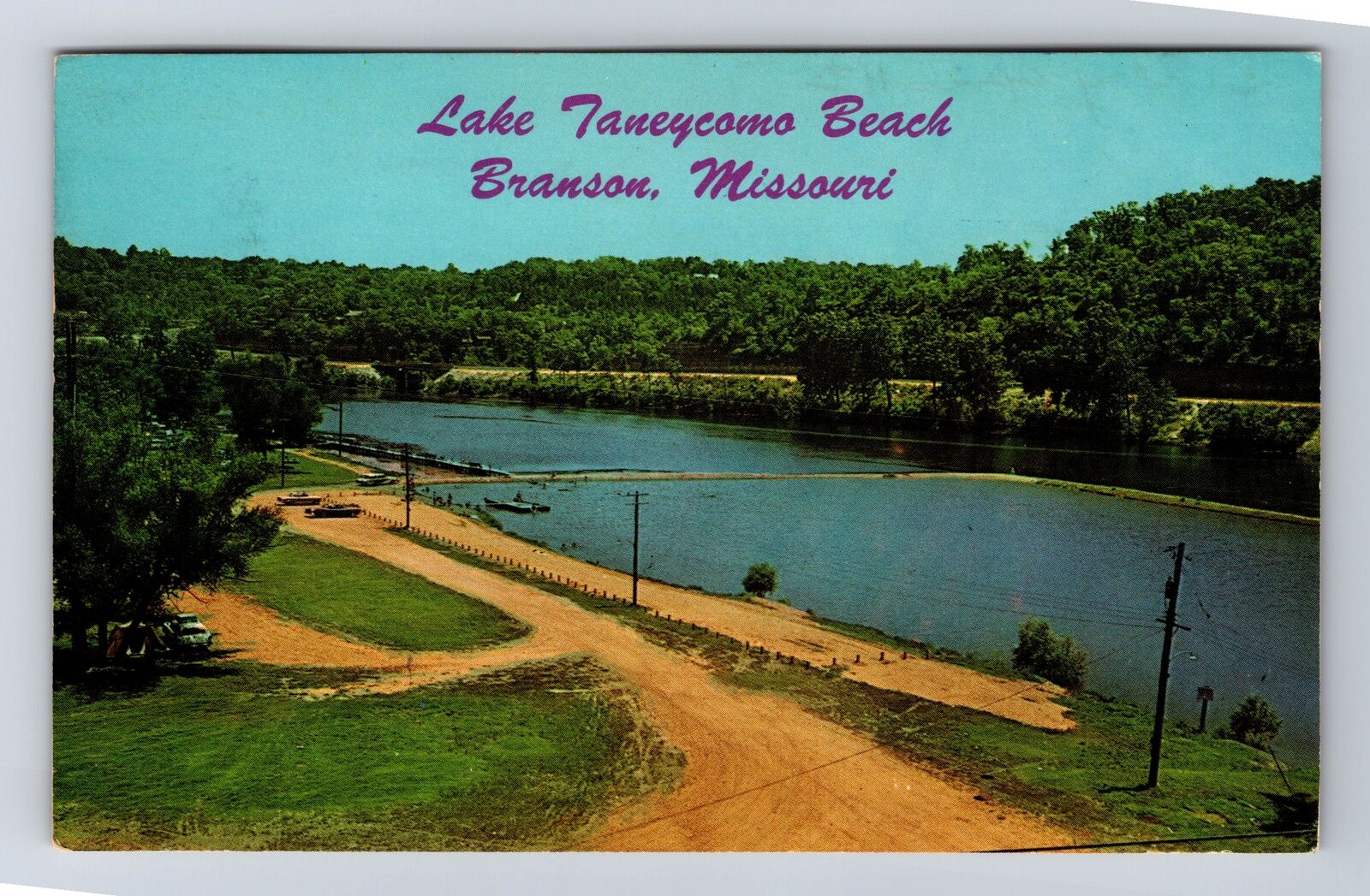 Branson MO-Missouri, Lake Taneycomo Beach, Antique, Vintage c1971 Postcard