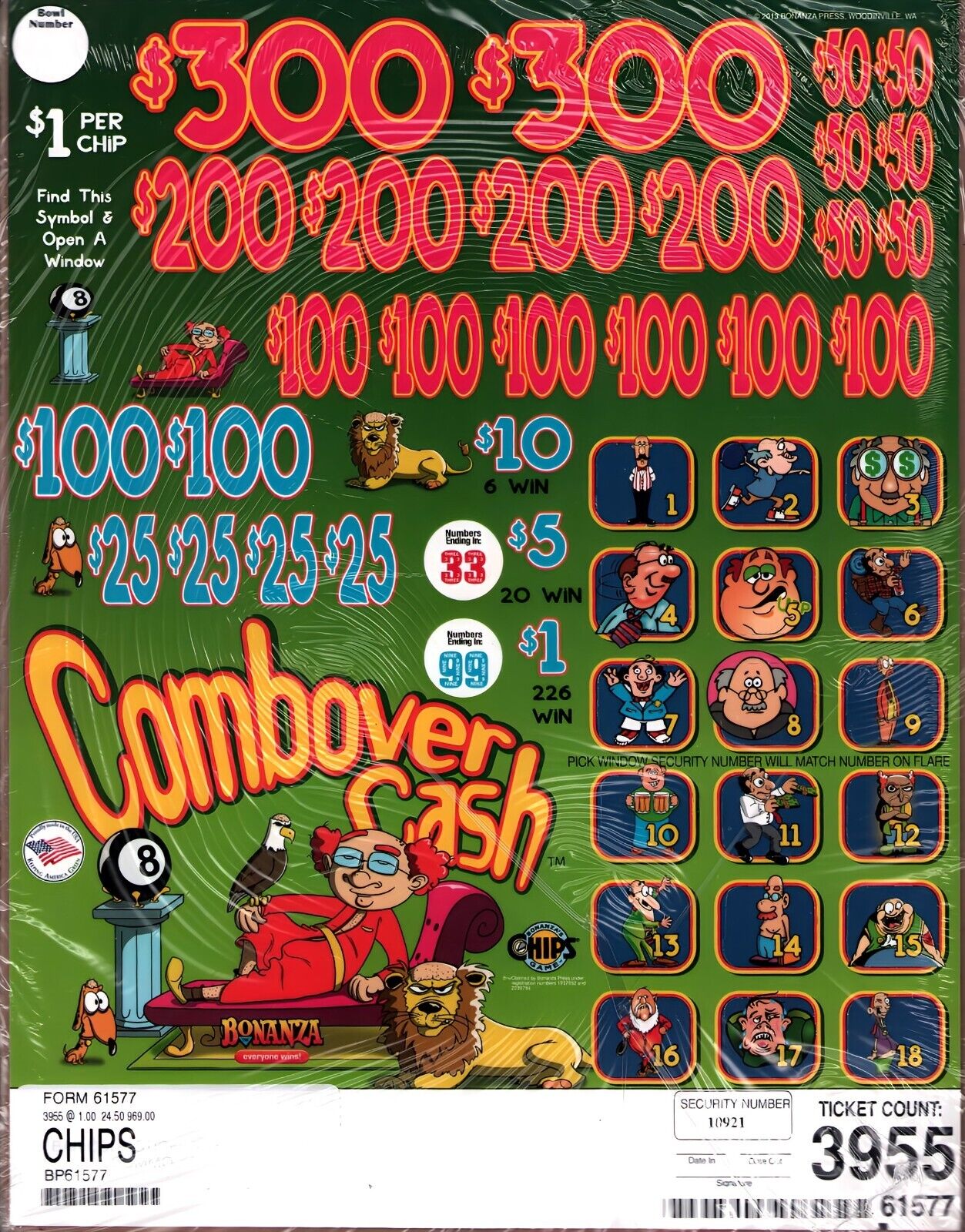 New Pull Tickets - Chip Tickets - Combover Cash