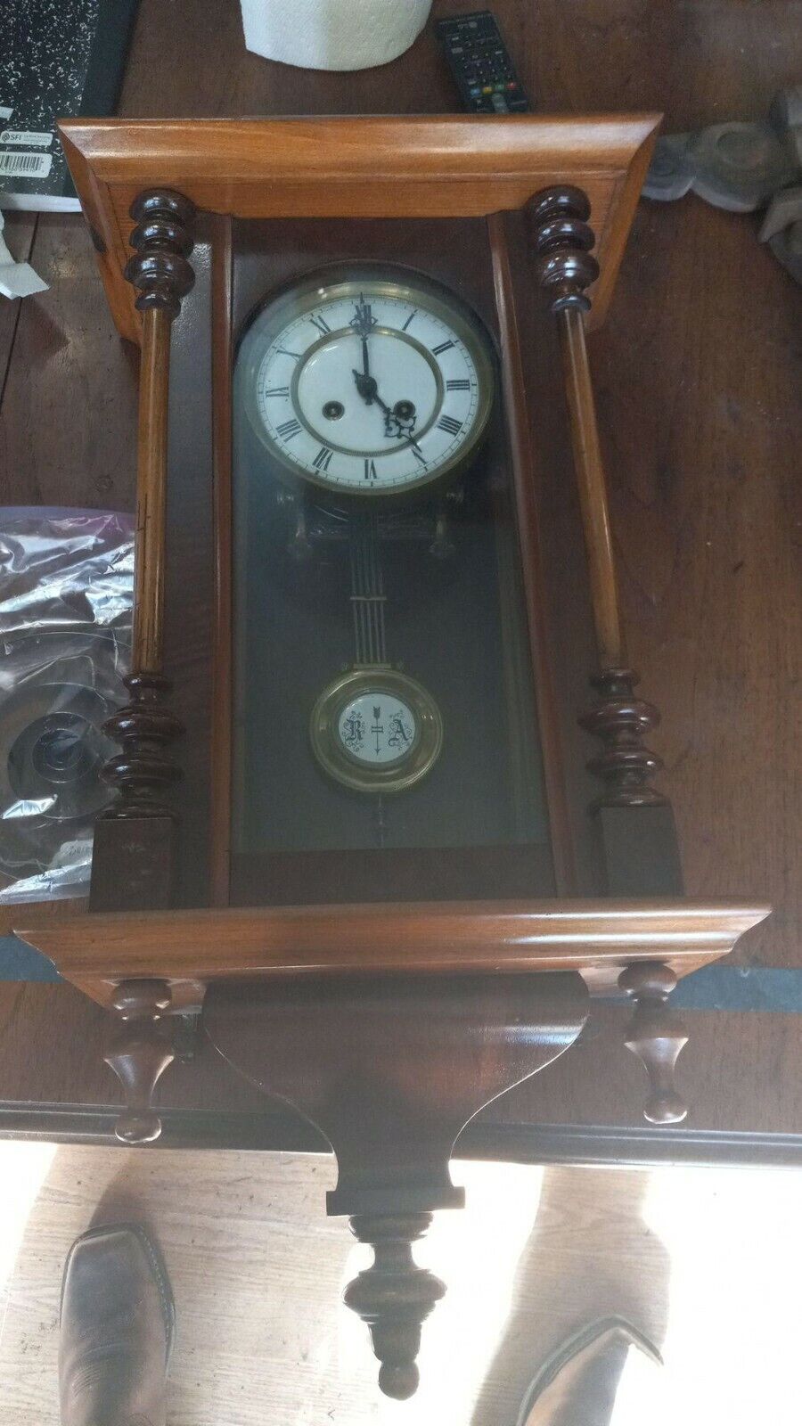 C1900 R&A style German wall clock unsigned but attributed to Junghans, Schramber