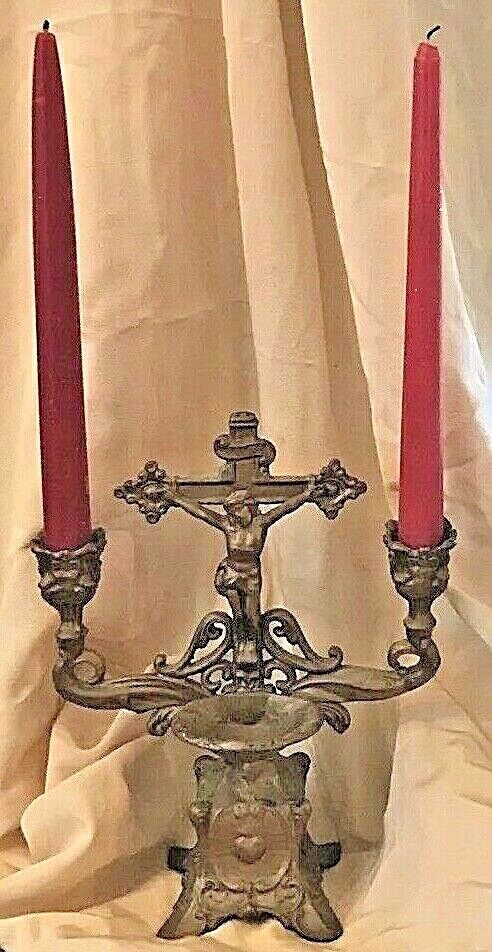 Antique Altar and Candleholder Catholic Religious