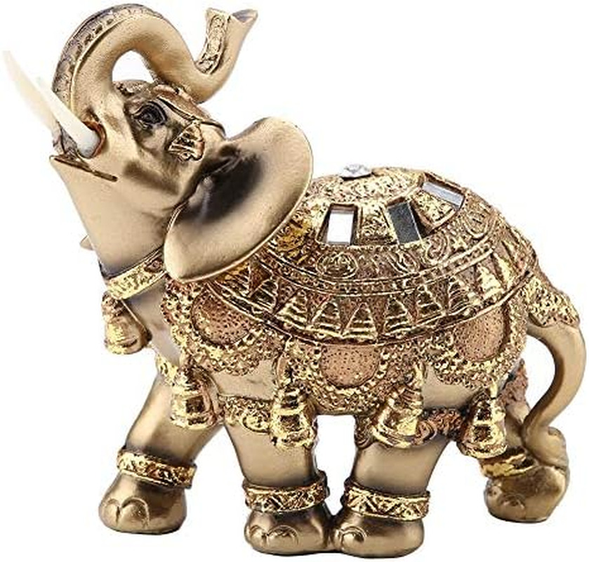 Feng Shui Elephant Statue Golden Collectible Wealth Lucky Elephant Figurine Perf