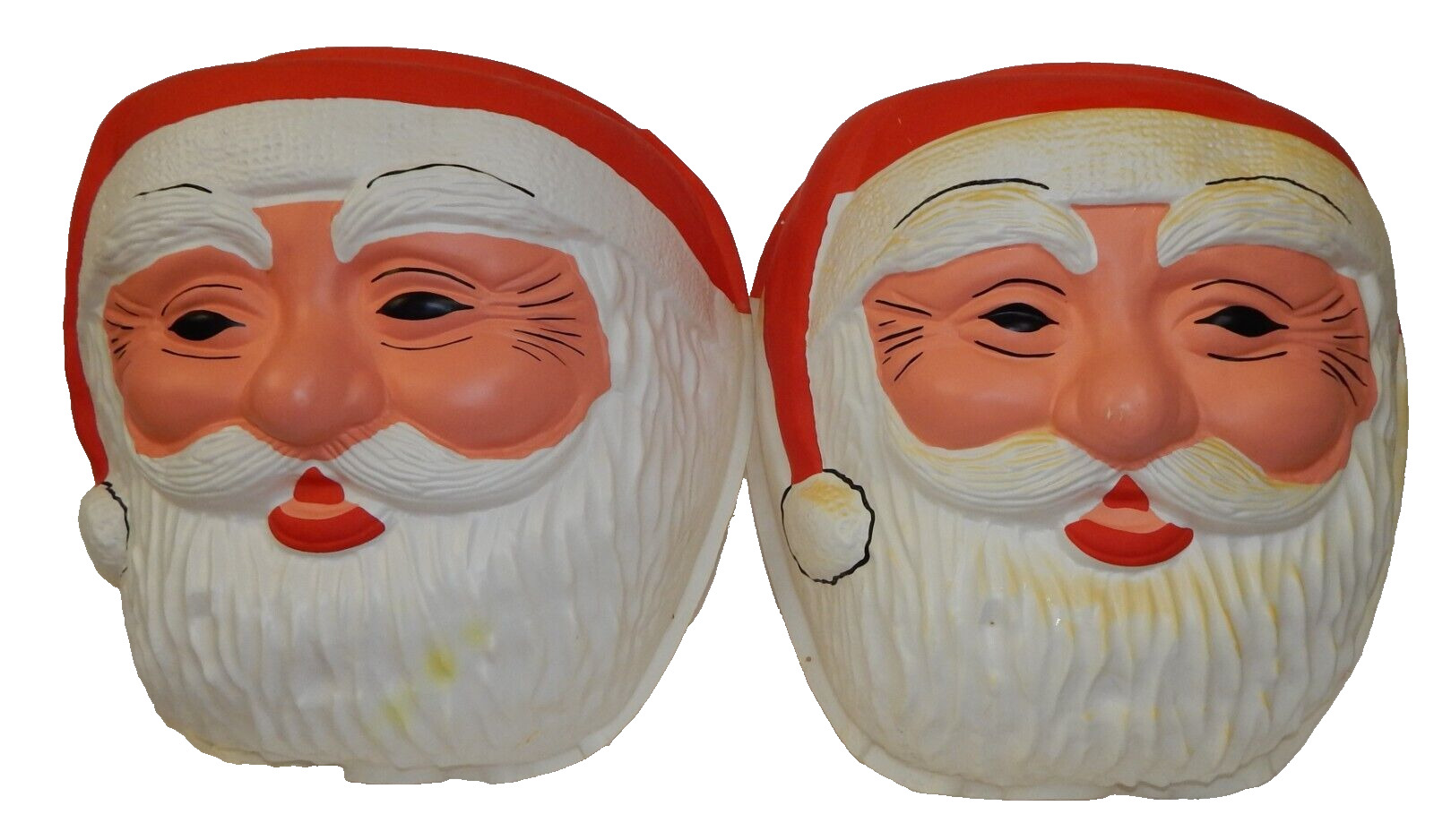 Vintage 1950s Gas Light Pole Covers Christmas Plastic Santa Claus Heads 22x22