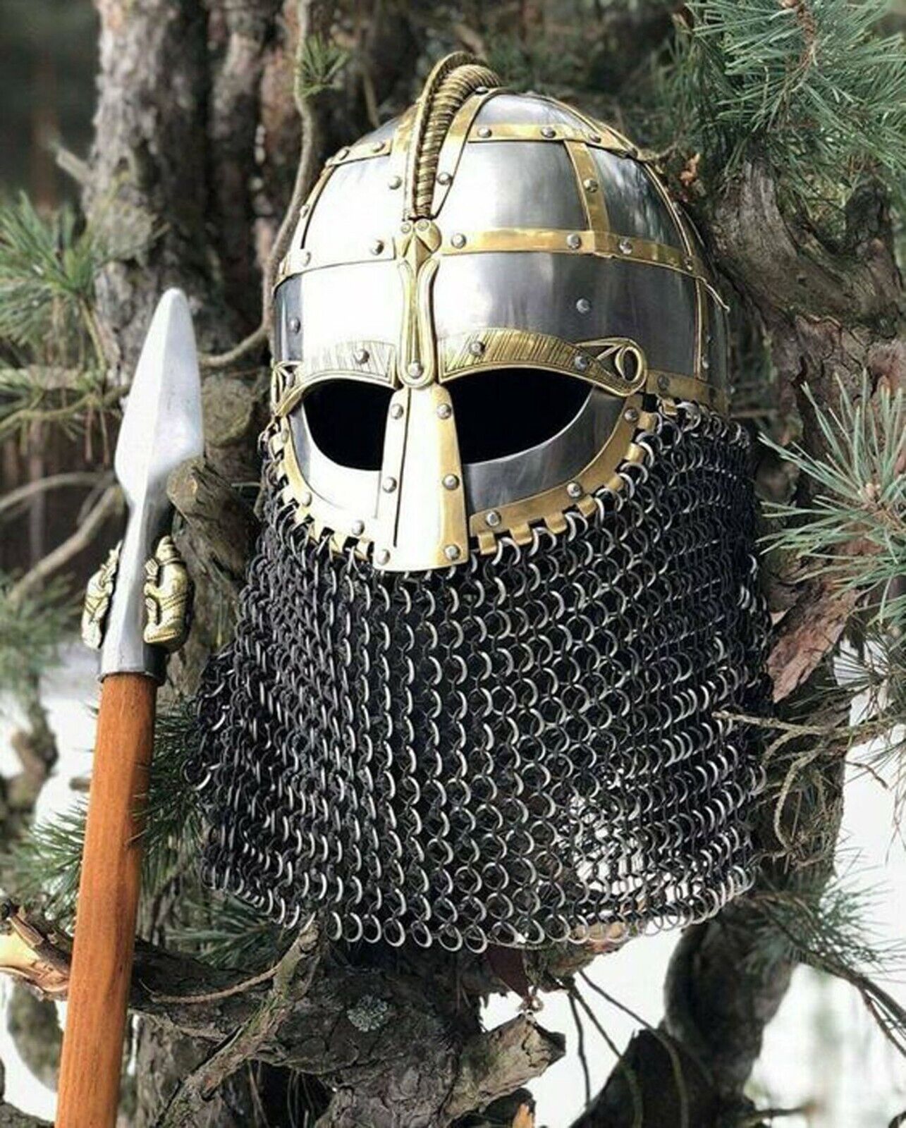 Medieval Viking Vendal Helmet Steel 16 Gauge Knight Armor Suit Wearable chainmai