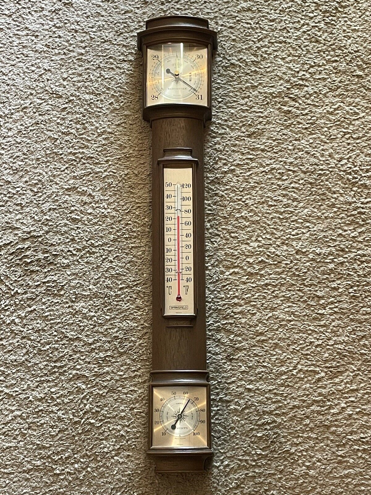 Vintage Radio Springfield Wall Mount Weather Station Barometer Temp Humidity