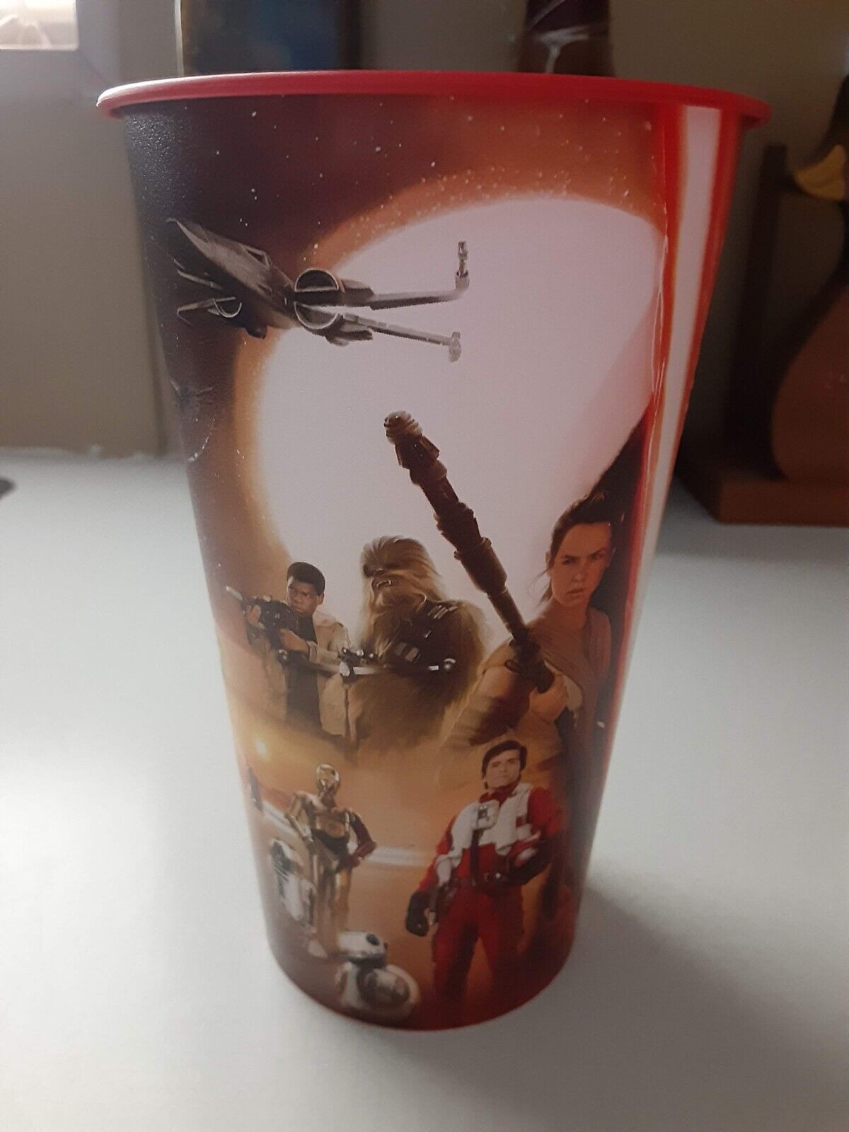 Disney Star Wars THE FORCE AWAKENS Plastic Red Drinking Cup NEW UnUsed CAST