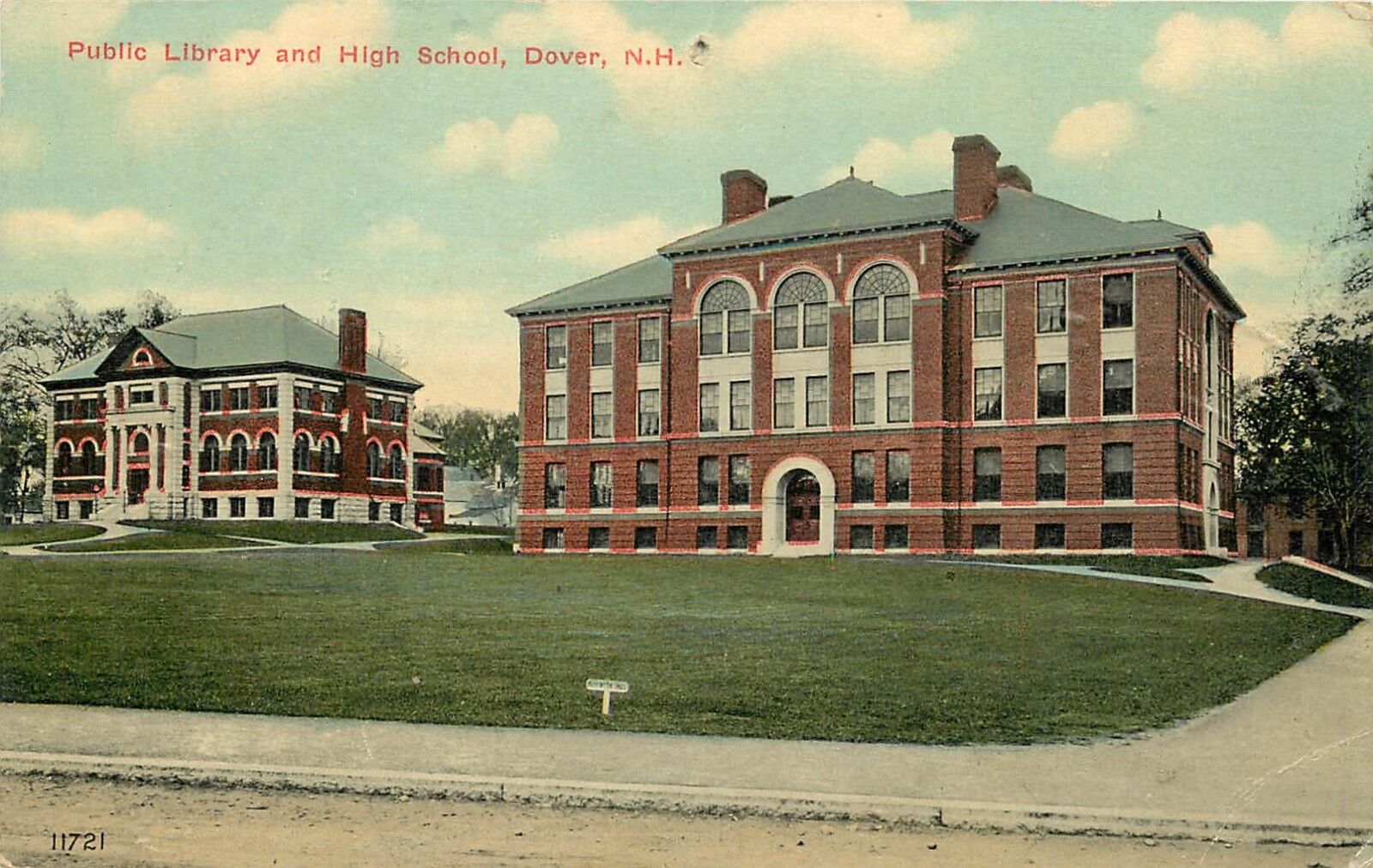 Public Library High School Dover New Hampshire NH Postcard