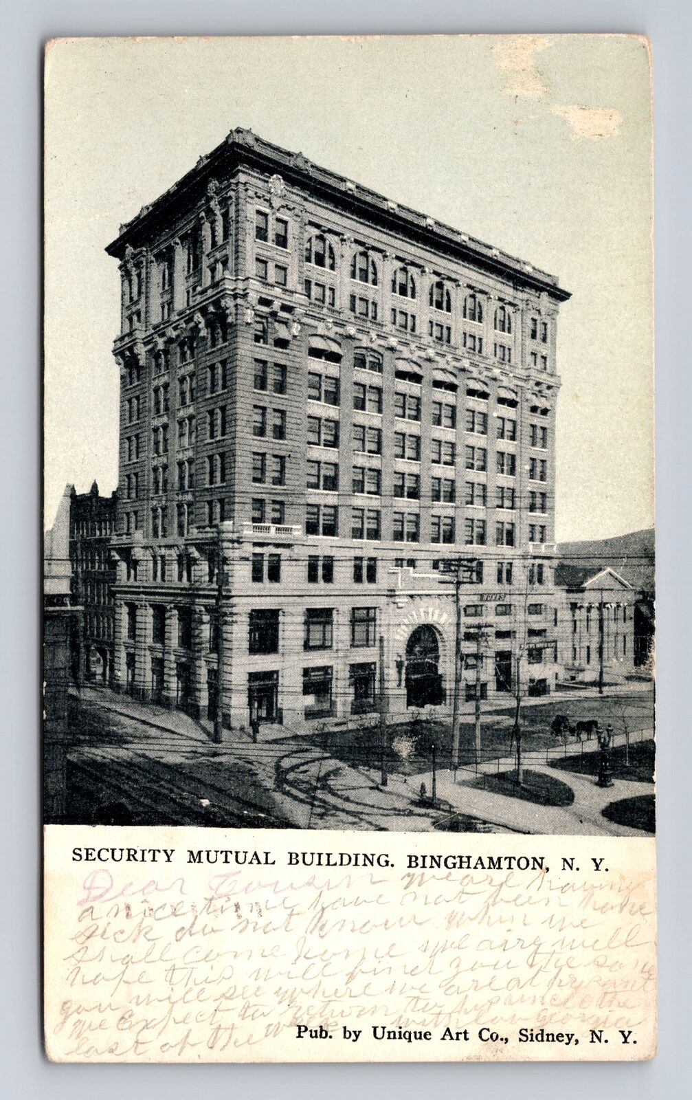 Binghamton NY-New York, Security Mutual Building, Antique Vintage c1907 Postcard