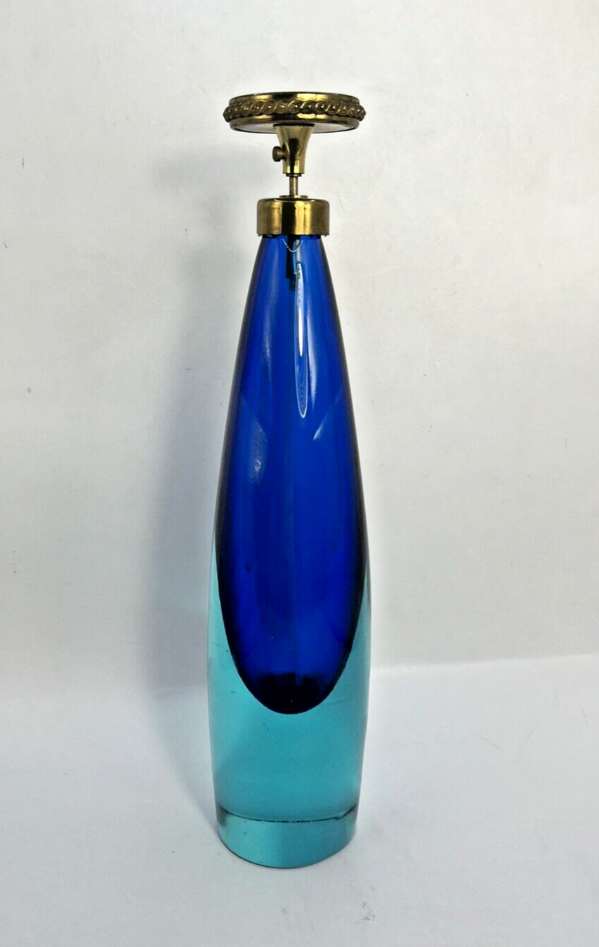 Cobalt & Light Blue Blown Art Glass Tall Perfume Atomizer Murano? 11\
