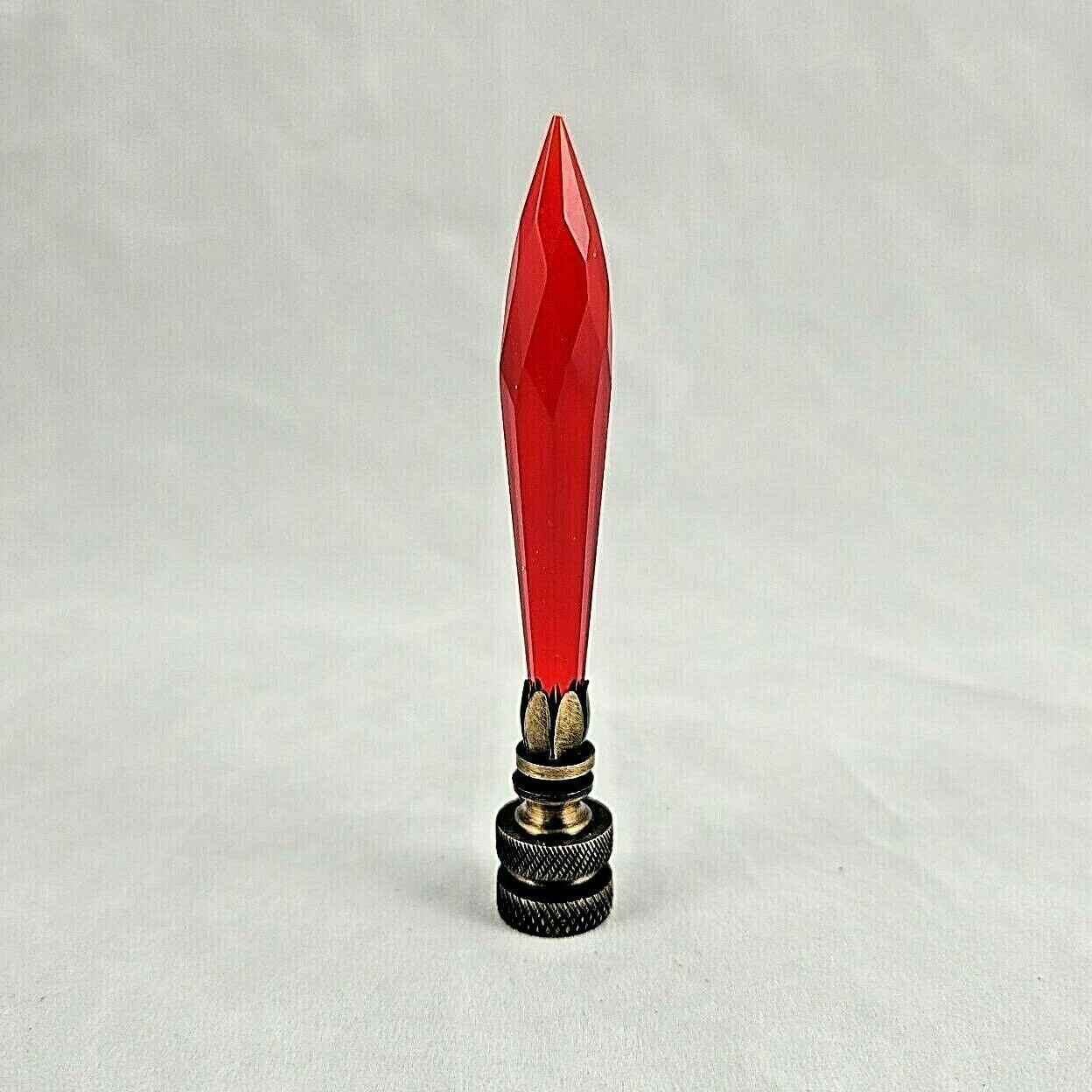 RED  CRYSTAL  FACETED  ELECTRIC  LIGHTING  LAMP  SHADE  FINIAL  (NEW)