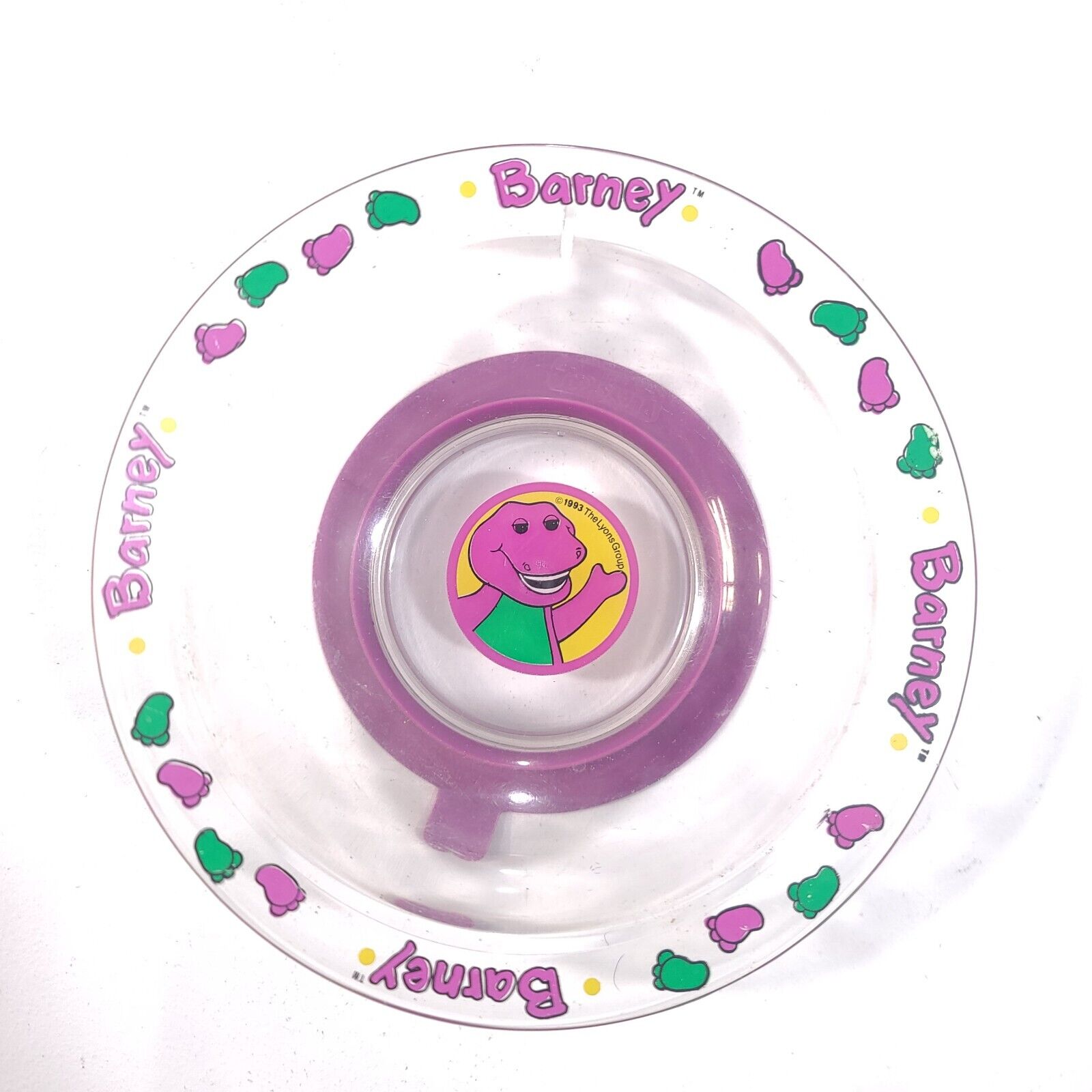 Vintage 1993 The Lyons Group Barney Suction Bowl Playskool Baby