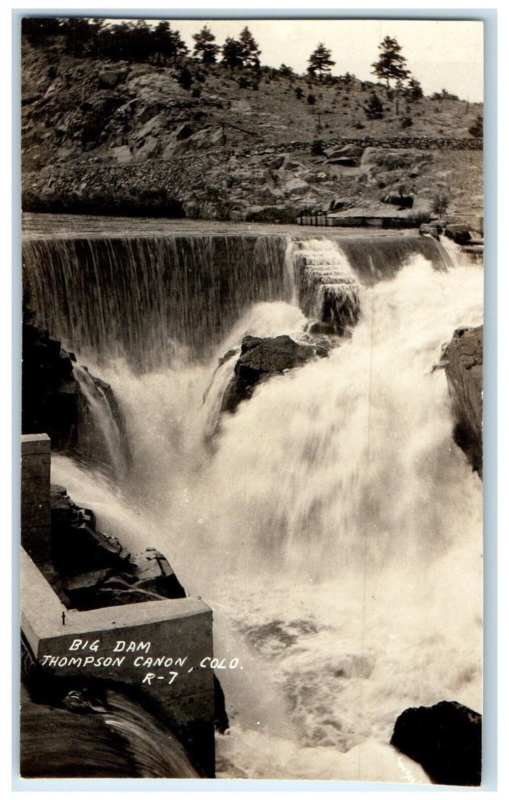 c1910\'s Big Dam Thompson Canon Colorado CO, Waterfalls RPPC Photo Postcard