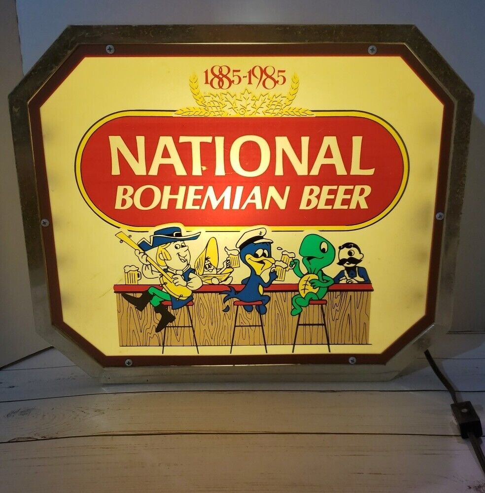 VTG NATTY BOH NATIONAL BOHEMIAN BEER Light Up Bar Sign - RARE 1985 100th Working