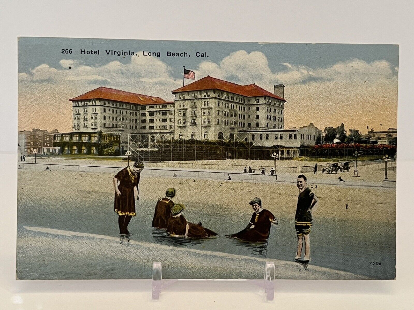 Vintage 1909 Bathing At HOTEL VIRGINIA LONG BEACH CA -Victorian travel antique