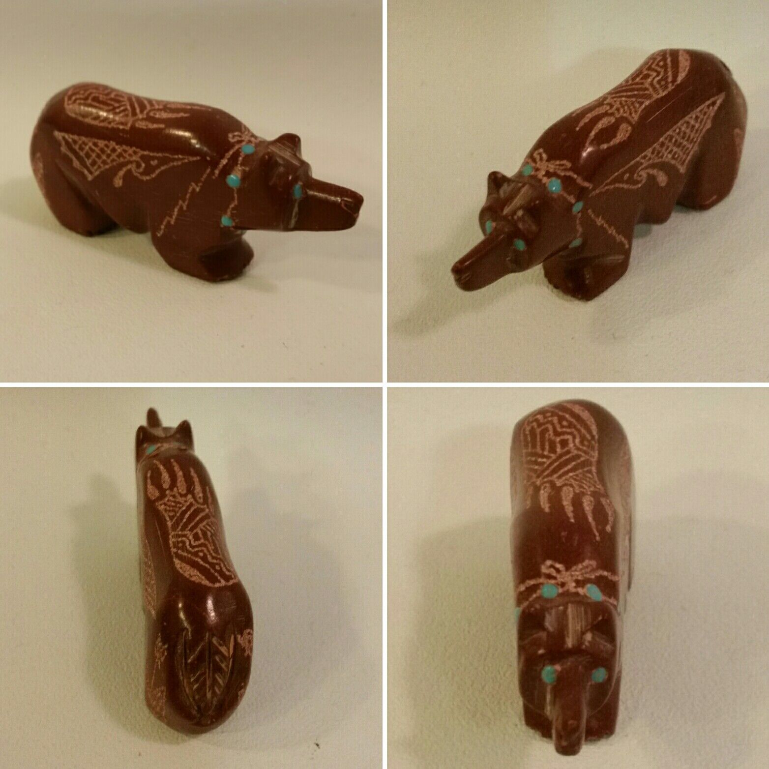 Native American Zuni Fetish Black Bear - Hand Carved Stone Figurine