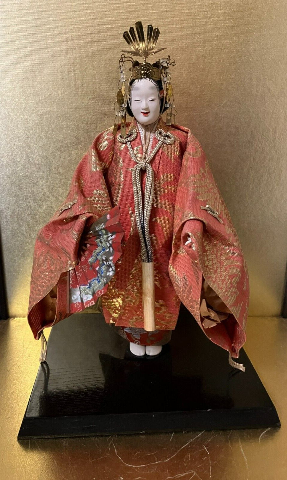 Vintage Japanese Noh Doll Kimono Hagoromo Kabuki Geisha Folk Craft H:12.2 in