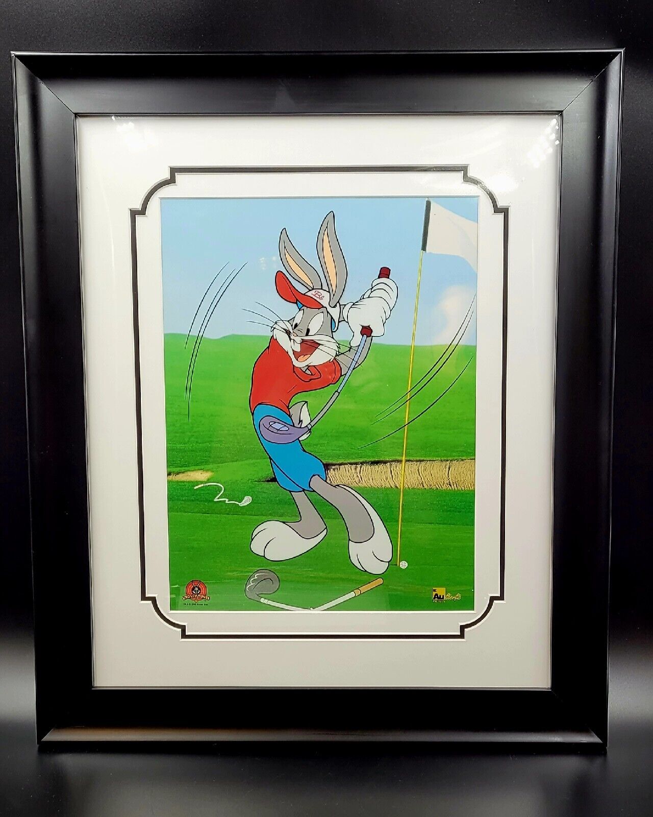 Looney Tunes 2000 Warner Bros Bugs Bunny Golfer Authentic Images Poster Framed