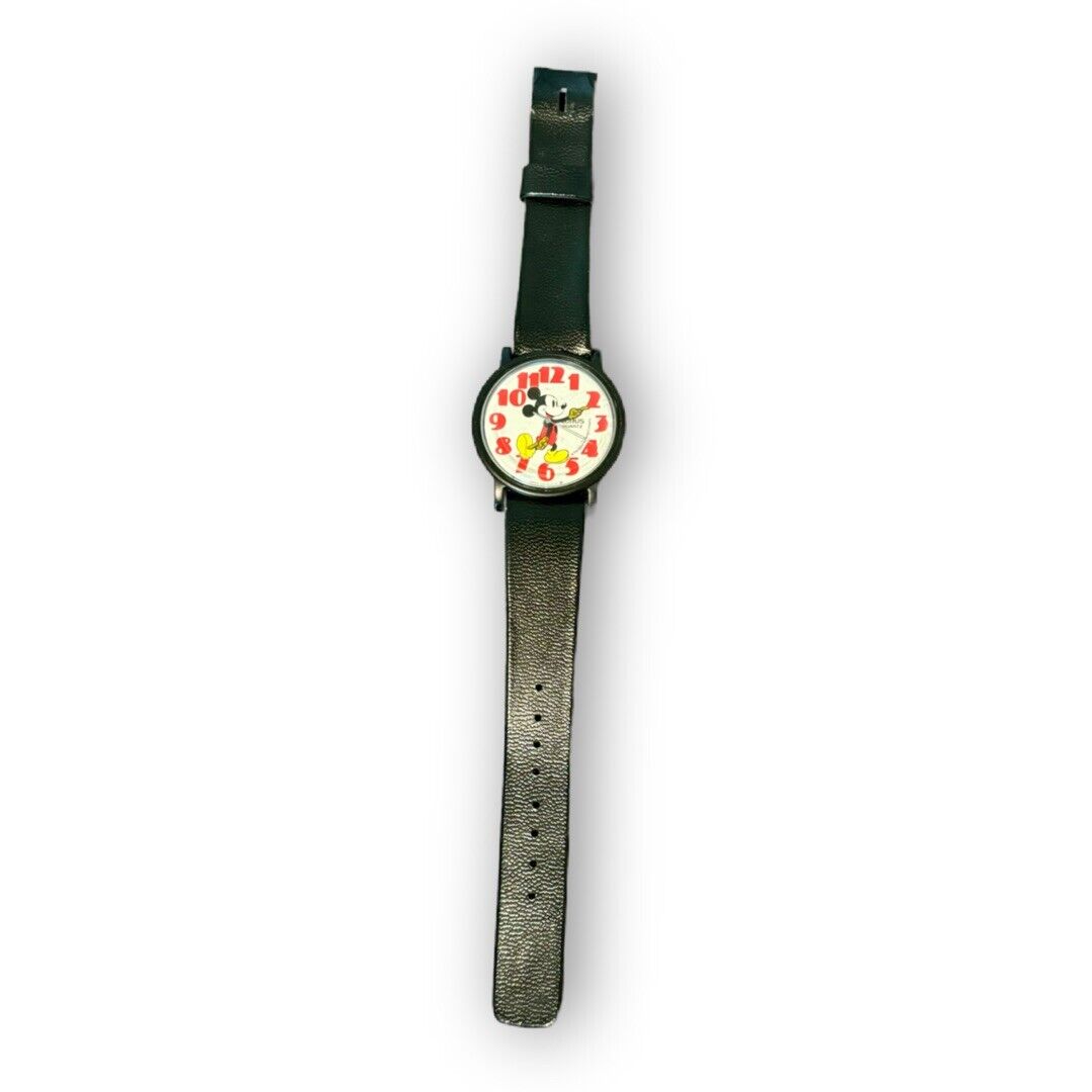 Vintage Lorus Disney Mickey Mouse Black Plastic Wrist Watch