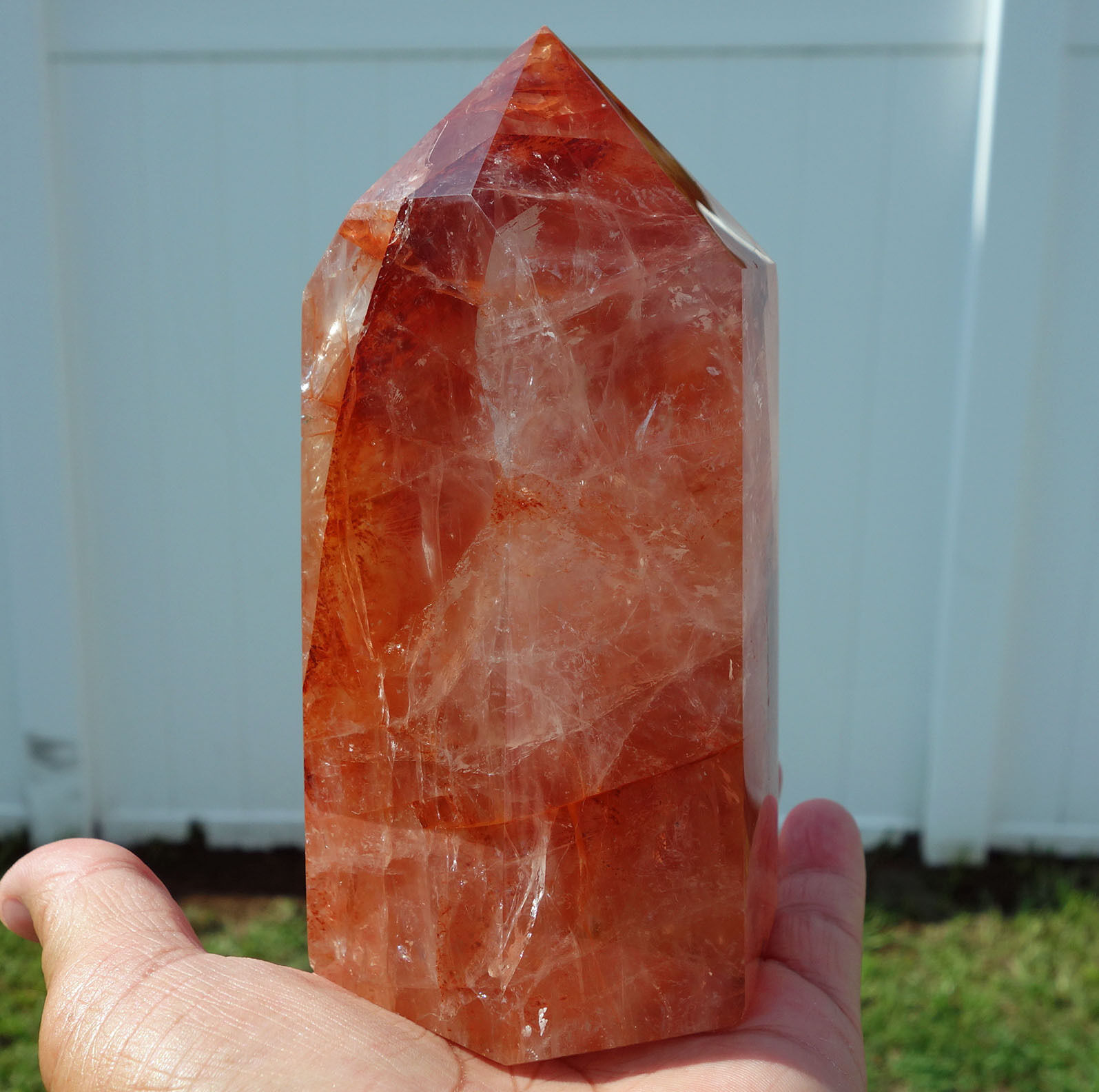 Genuine RED PHANTOM Quartz Crystal GENERATOR Point Madagascar VERY RARE Stone