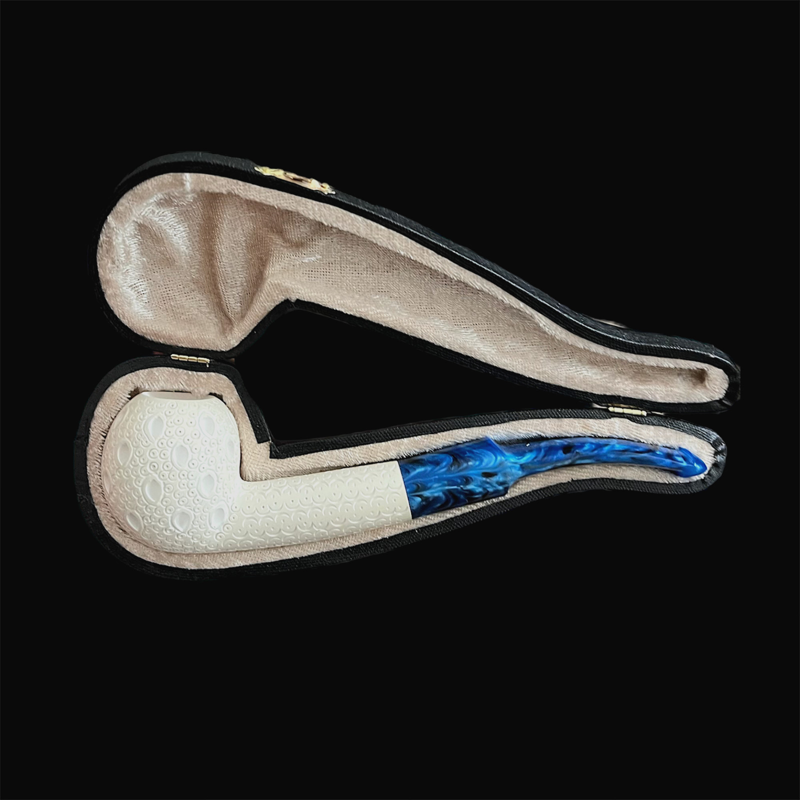 Block Meerschaum Pipe handcarved new smoking tobacco pipe unsmoked w case MD-416