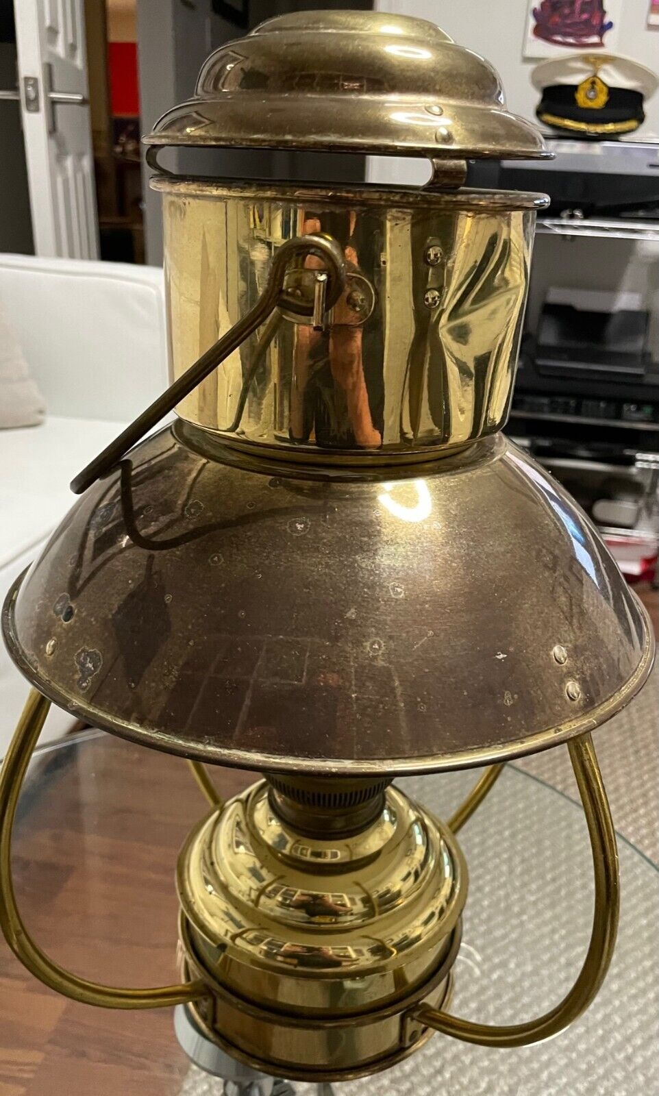 brass danish vintage nautical oil lamp