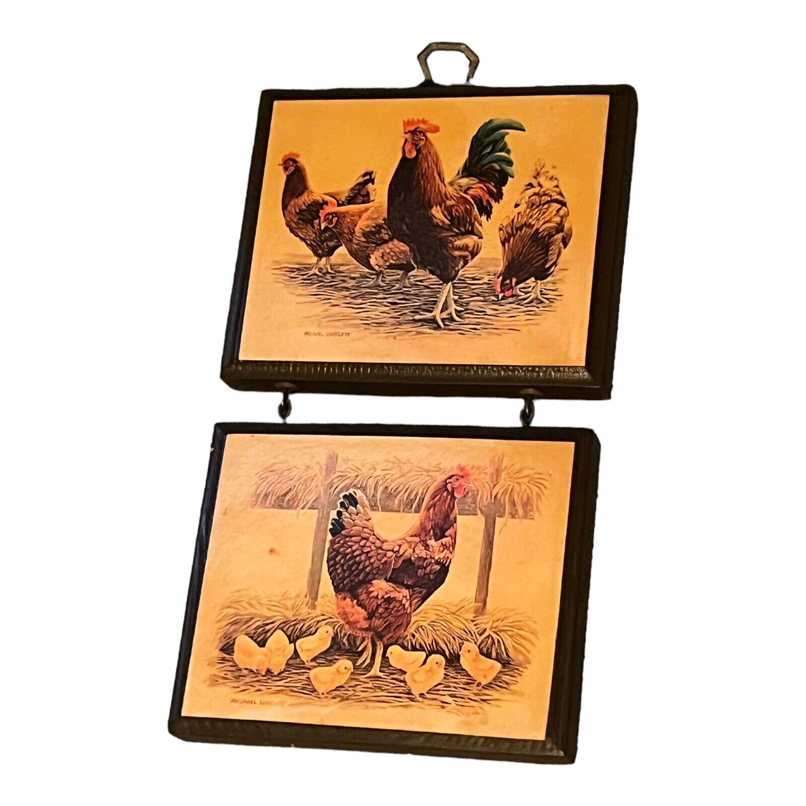 Vintage Farmhouse Wooden Rooster Chicken Wall Hanging By Michael Bartlett Chicks