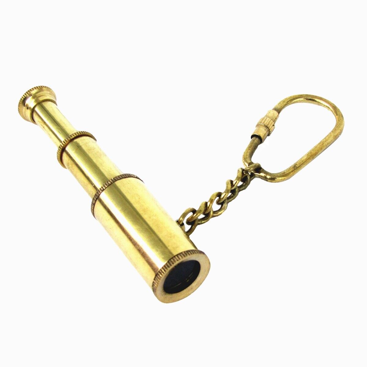 Solid Brass Miniature Functional Collapsible Telescope Keychain Spyglass Scope