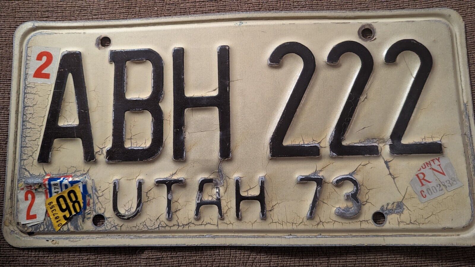 Vintage License Plate 1973 Utah ABH 222 Car Truck Automobile