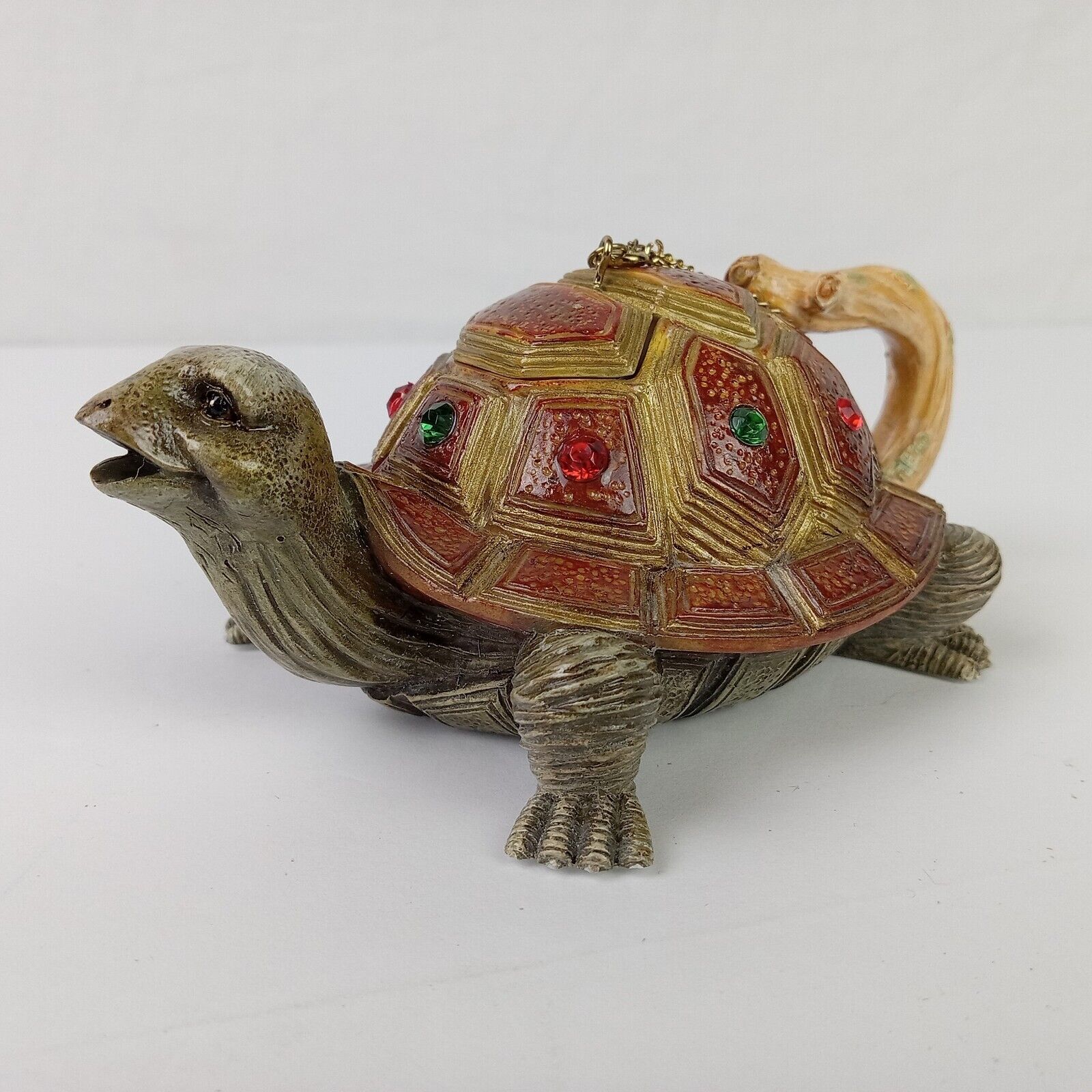 Nini Turtle Miniature Faux Teapot Trinket Box Hand Painted Sahiba Gems 6-65