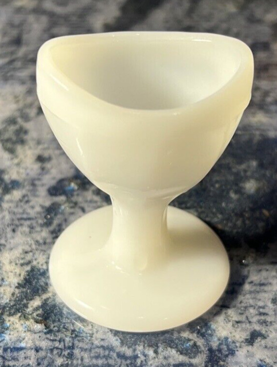 Vintage Optical Eye Wash Cup 8 Panel White Milk Glass Pedestal