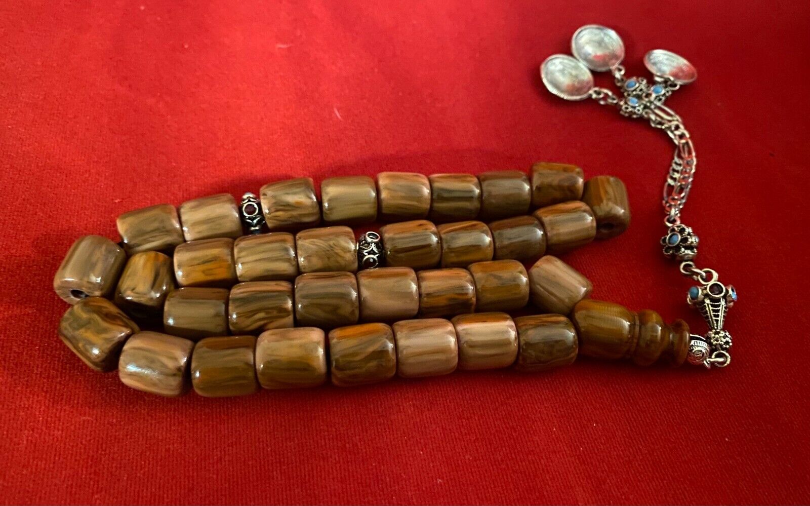 Antique Genuine Gold Brown German Genuine Faturan Islamic Prayer Beads 86 g