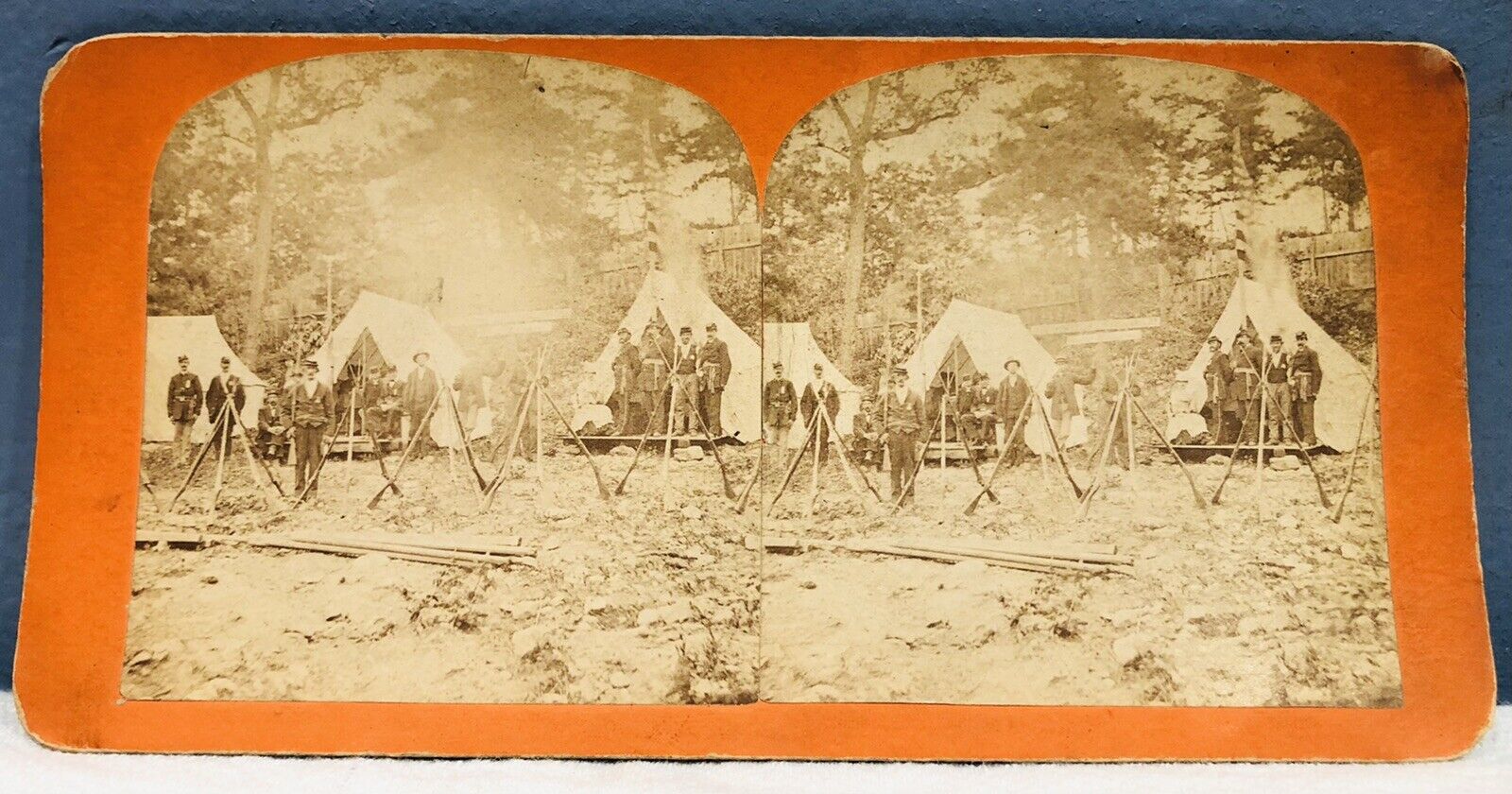 AUTHENTIC ANTIQUE 1860s CIVIL WAR OCCUPATION CAMP GUNS UNION DOUBLE SIDED Card