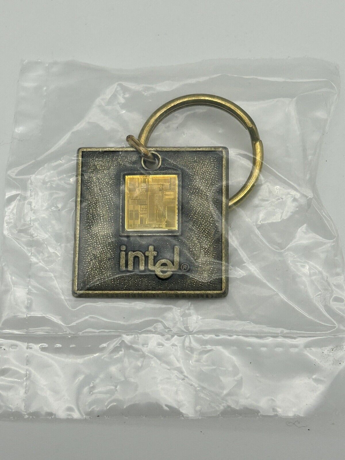 Intel Smithsonian 150 Anniversary 1846–1996 Metal Keychain With Computer Chip