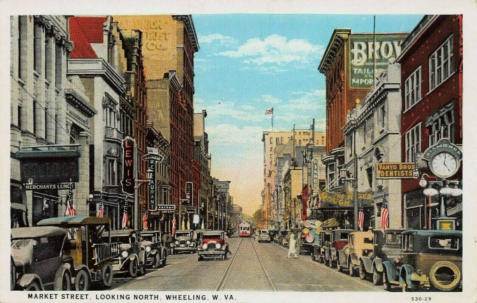 Market Street Looking North, Wheeling, West Virginia, Early Postcard, Unused