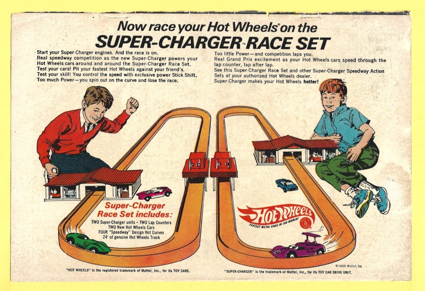 Rare Vintage 1969 HOT WHEELS Super-Charger Race Set Print Ad The Flash 191