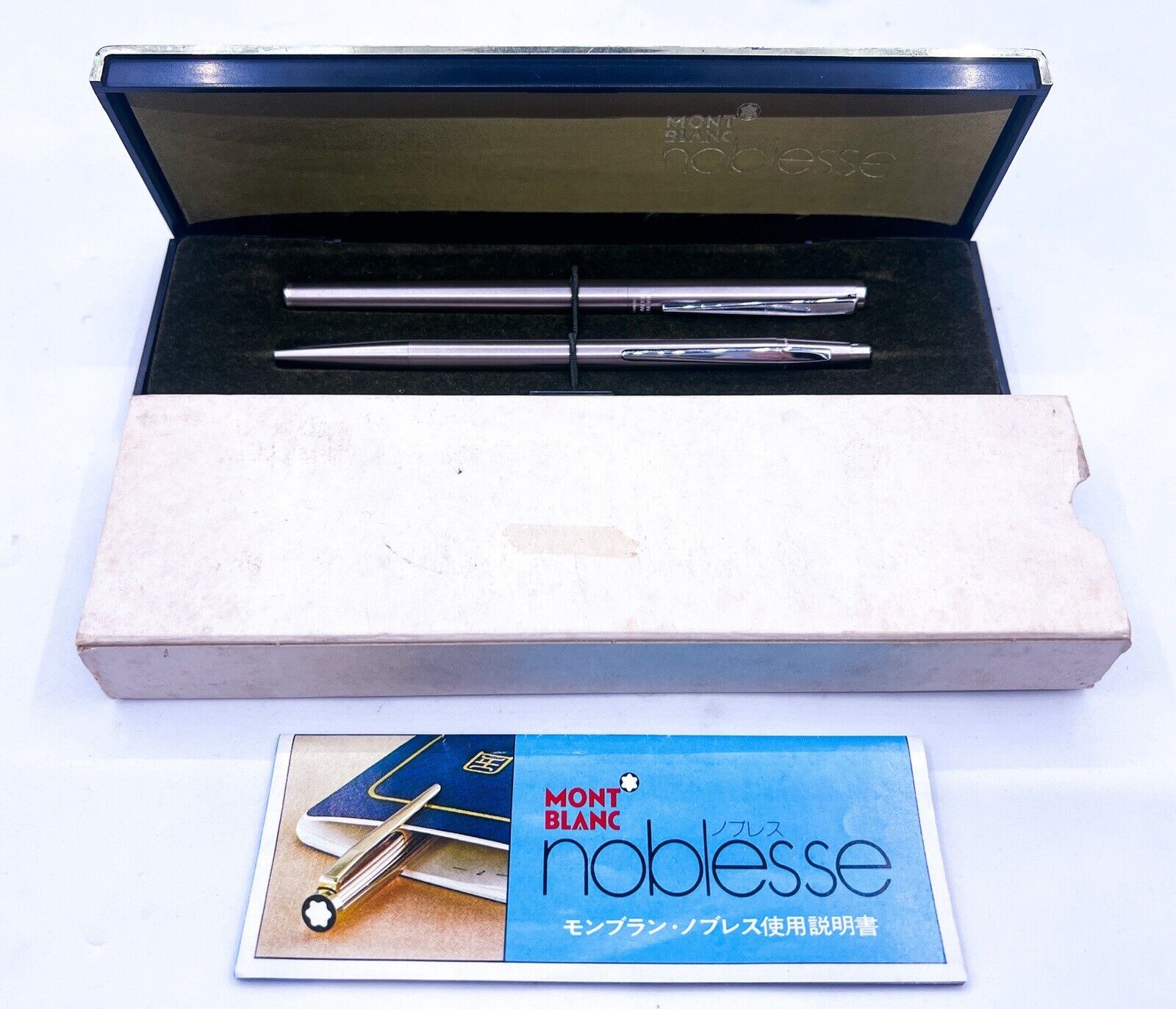 NOS MONTBLANC Noblesse Steel Fountain Pen  Ballpoint Set With Box 