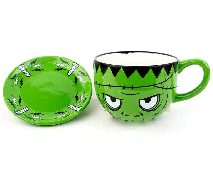 Frankenstein Monster Mug Cup Tea Coffee Set Gothic Horror Macabre Halloween Gift