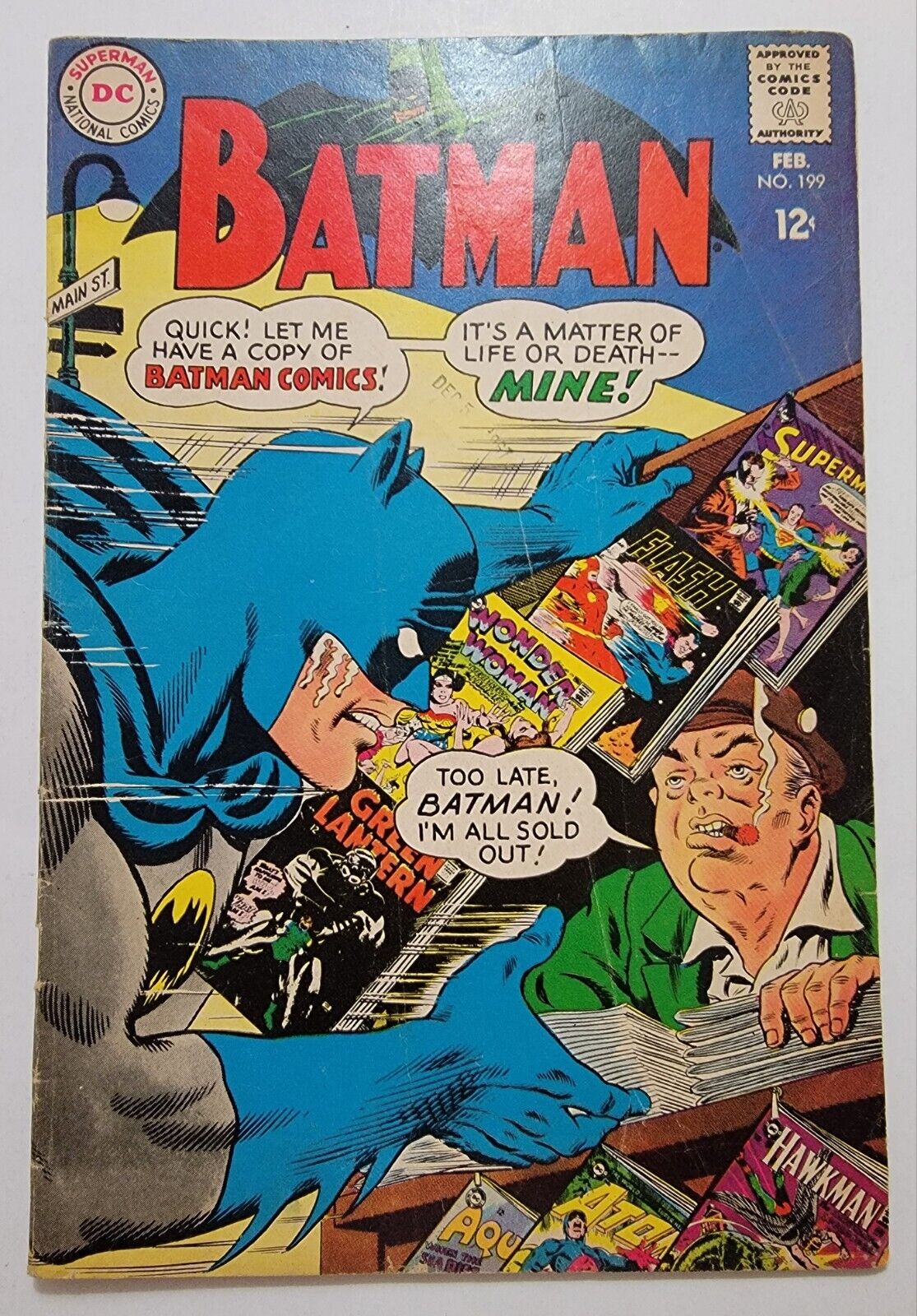 Batman 199 VG+ Justice League Cover ~ Murphy Anderson, 1968 Vintage Silver Age