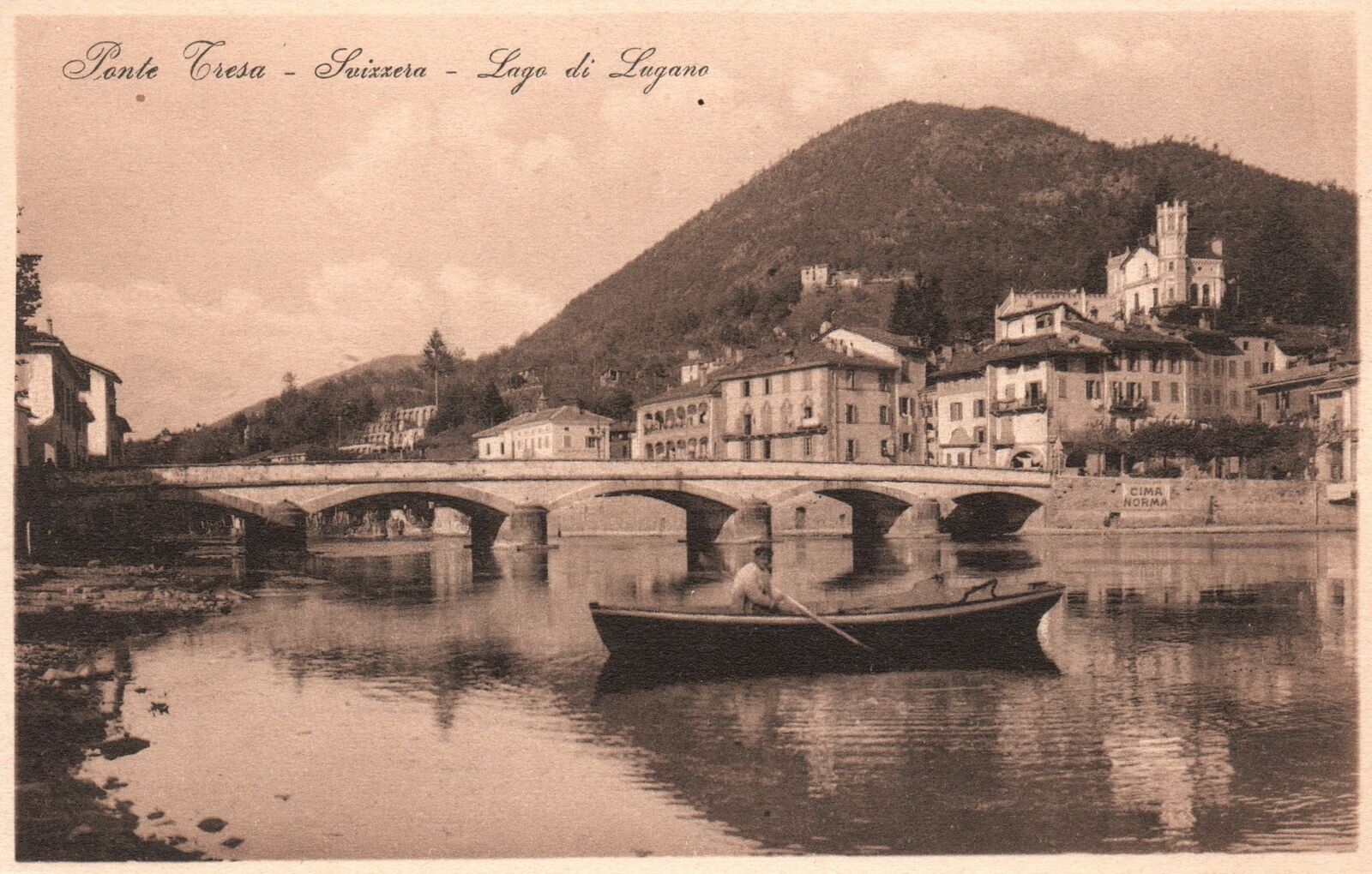 Lake Lugano Italy, Ponte Cresa Suixxera Lago di Lugano, Vintage Postcard