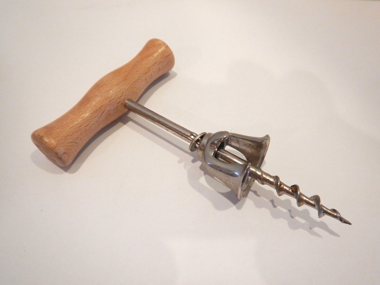 Vintage Corkscrew Bell Style Wood Handle Made In Italy Wine Bottle Opener