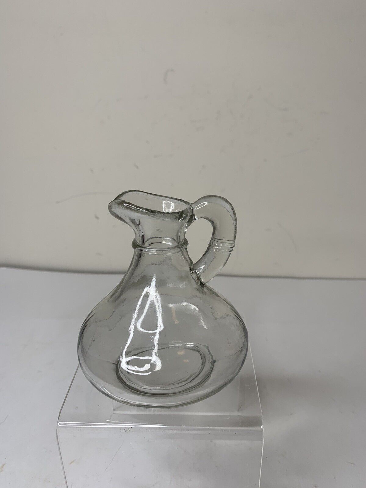 Vintage Clear Glass Cruet Small Vinegar Pitcher No Stopper
