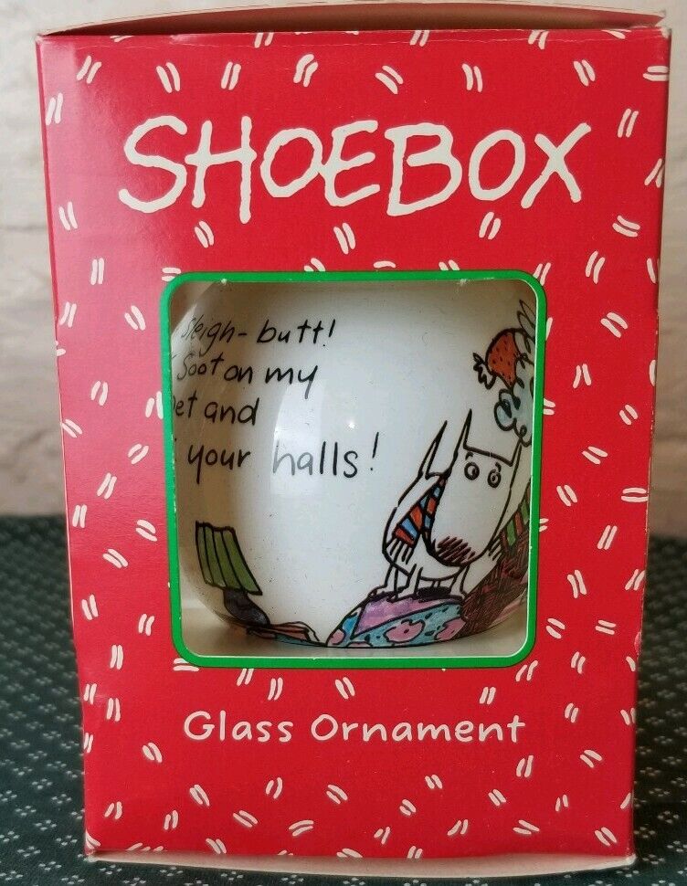 1993 Hallmark Christmas Tree Ornament Shoebox Glass Ornament  ZXS2912