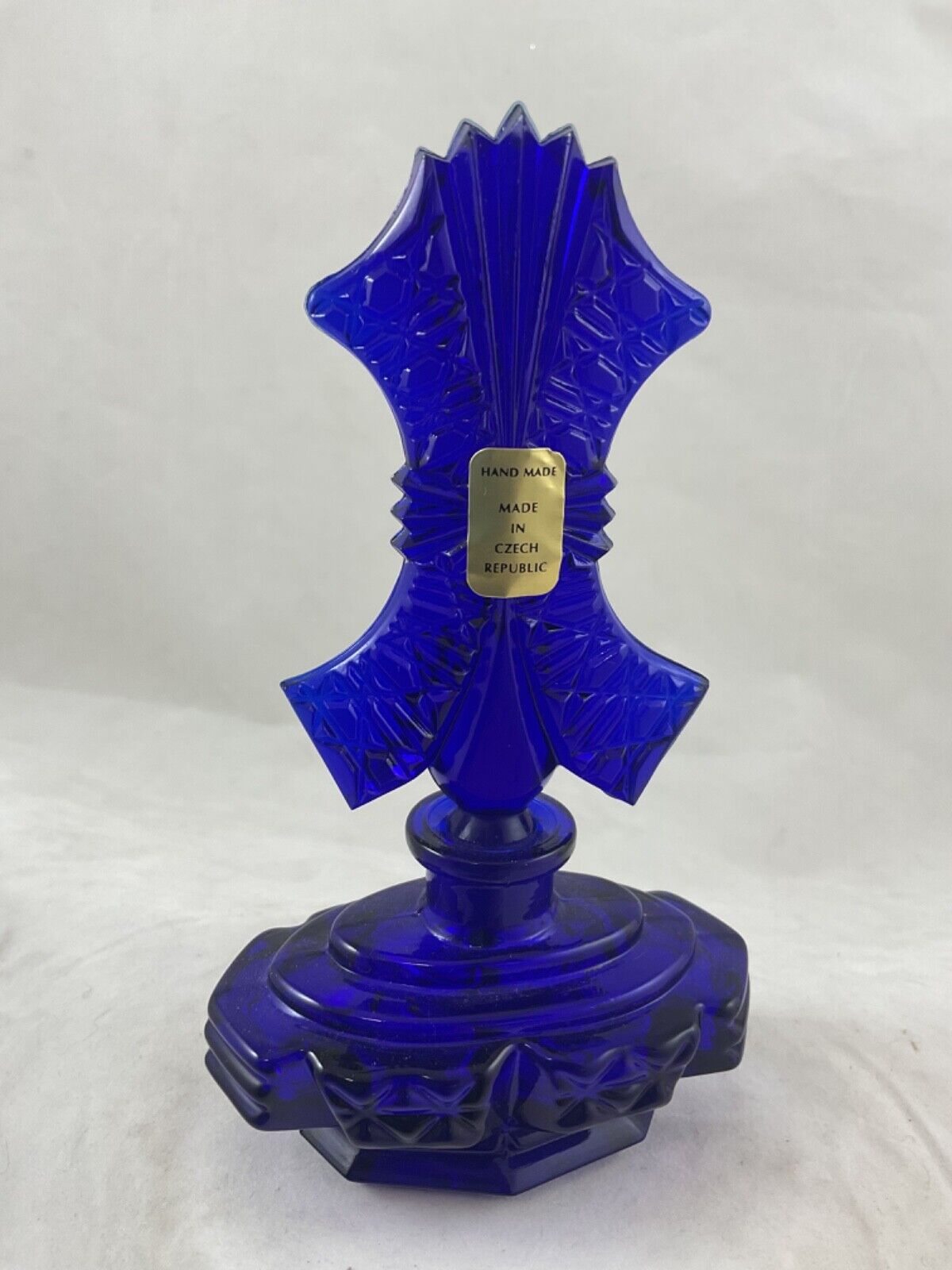 vintage cobalt blue Czech Perfume bottle 053108