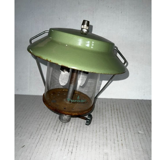 Vintage Turner Propane Oil Camping Lantern Green Metal Enamel Two Mantle LP-11 N