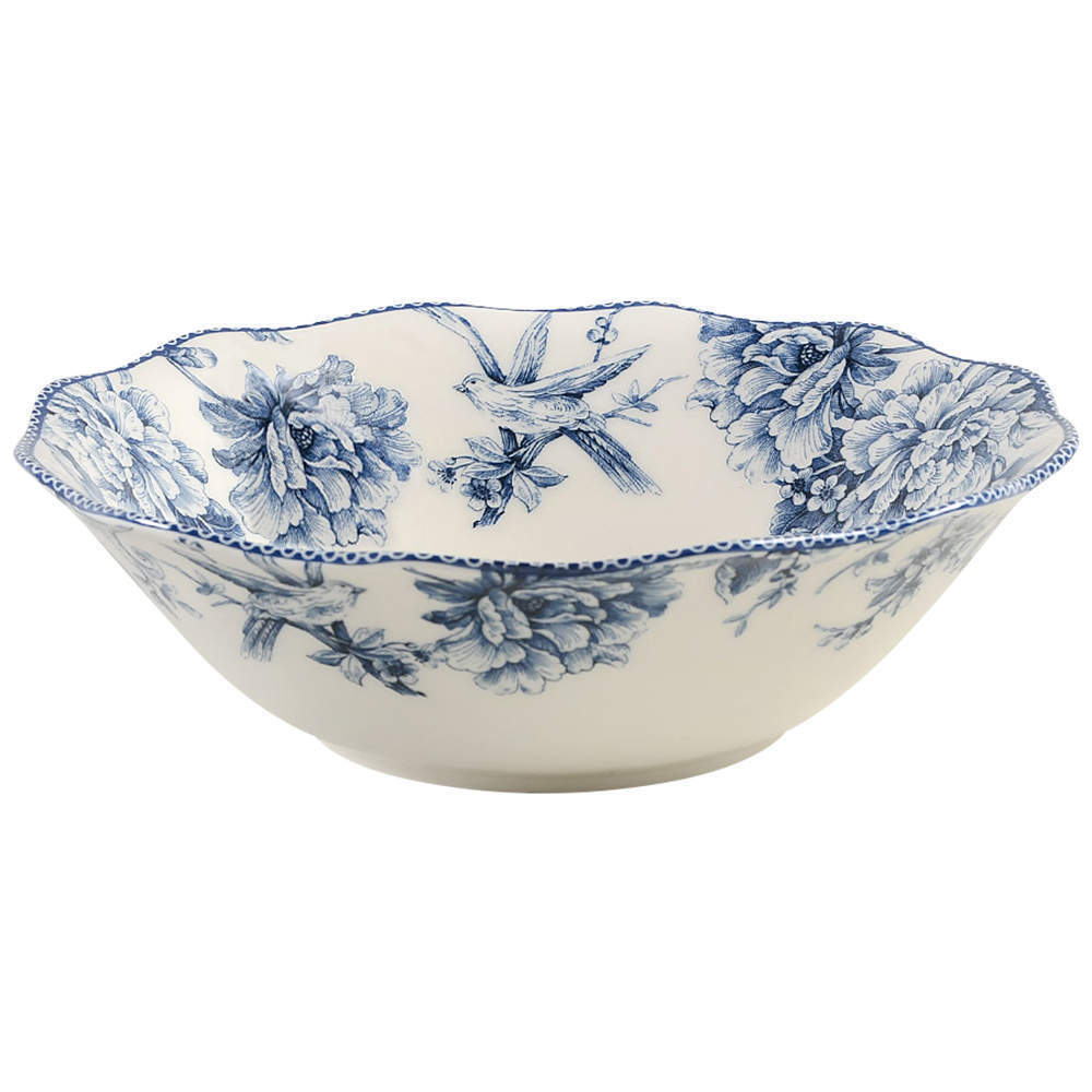222 Fifth Adelaide Blue and White Round Serving Bowl 10336764