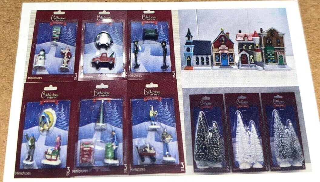 NIP NEW Cobblestone Corners 27pc Christmas Village Miniatures 2021 