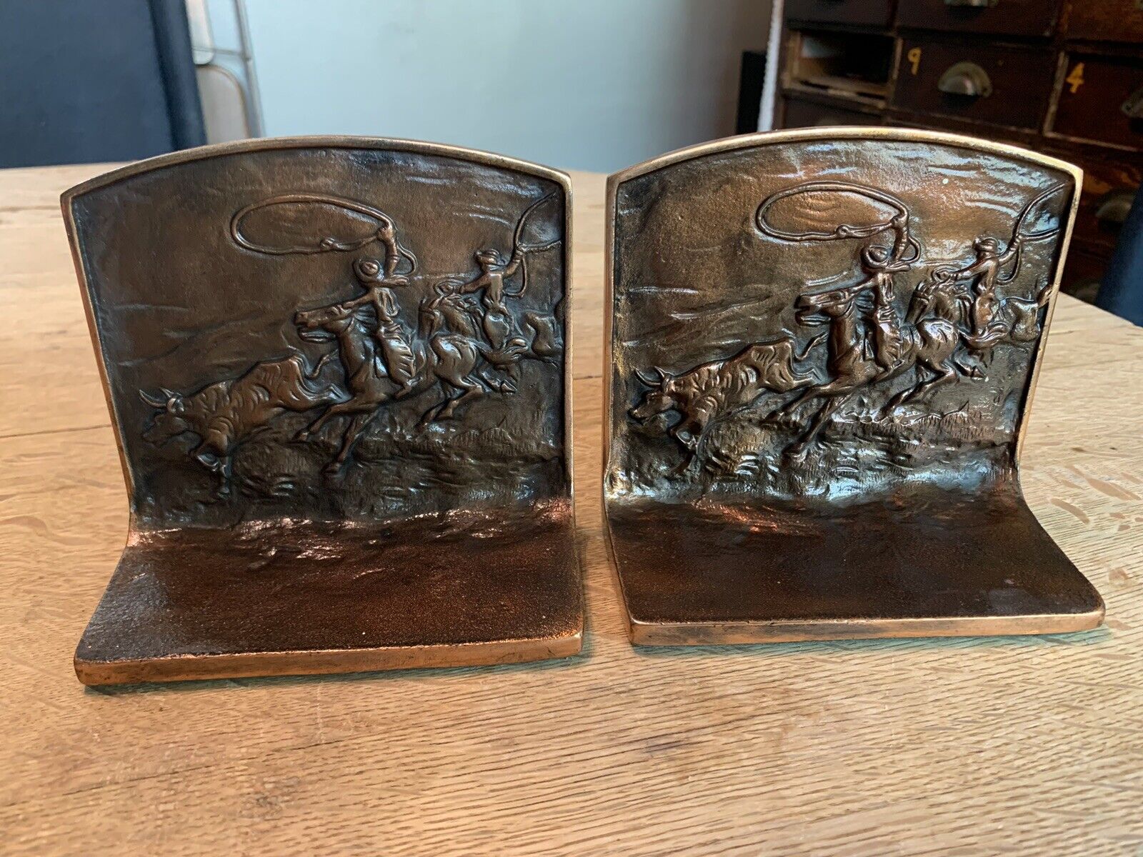 Antique Western Cowboy Wranglers Bookend 