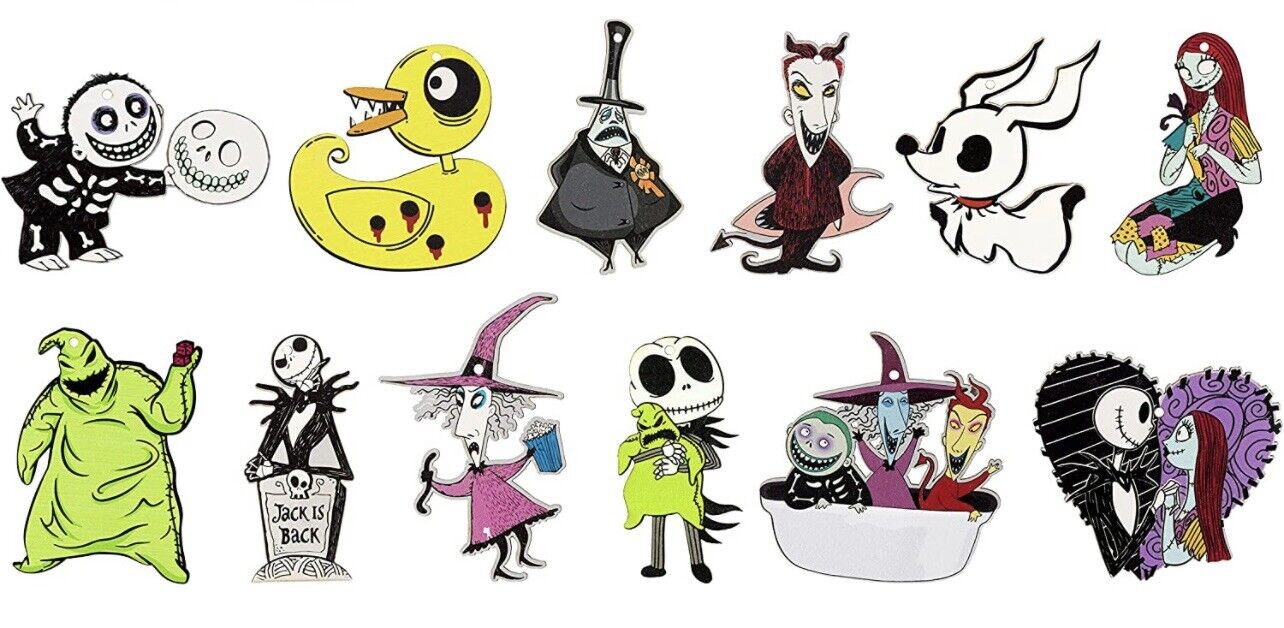Halloween Nightmare before Christmas wooden “Vintage” hanging ornaments 12pc